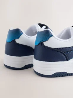 Blanc/Bleu - Baskets à lacets élastiques à fermeture tactile