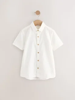 Blanc/Bleu - Blend Chemises Manchester court en lin ({t}3mois-16ans)