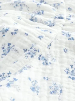 Blanc/bleu à imprimé floral ditsy - Bob bébé 100% coton (0mois-2ans)