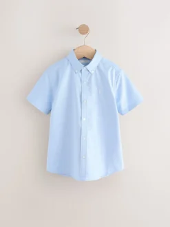 Blanc/Bleu - Lot de 2 chemises Oxford riches en coton à manches courtes (3-16ans)