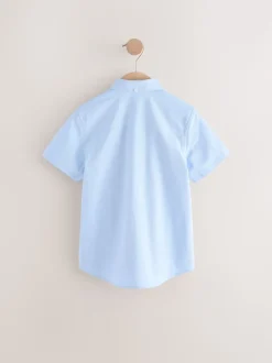 Blanc/Bleu - Lot de 2 chemises Oxford riches en coton à manches courtes (3-16ans)