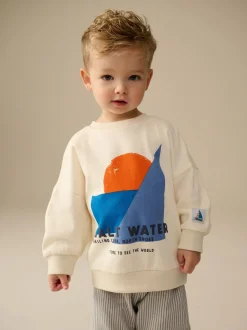 Blanc/bleu écru - Ensemble sweat-shirt et short (3mths-8yrs)