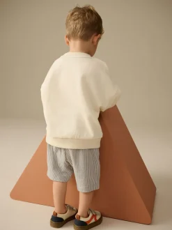 Blanc/bleu écru - Ensemble sweat-shirt et short (3mths-8yrs)