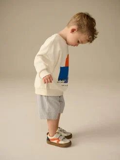 Blanc/bleu écru - Ensemble sweat-shirt et short (3mths-8yrs)
