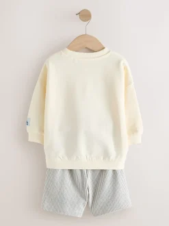 Blanc/bleu écru - Ensemble sweat-shirt et short (3mths-8yrs)