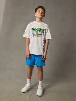 Blanc/Bleu Graffiti - Ensemble décontracté T-shirt et short Manches courtes (3-16ans)