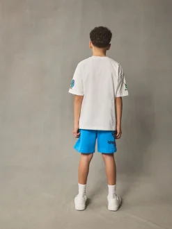 Blanc/Bleu Graffiti - Ensemble décontracté T-shirt et short Manches courtes (3-16ans)