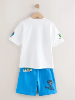 Blanc/Bleu Graffiti - Ensemble décontracté T-shirt et short Manches courtes (3-16ans)