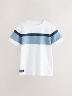 Blanc/Bleu Texturé - T-shirt Manches courtes coloré (3-16ans)