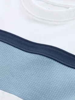 Blanc/Bleu Texturé - T-shirt Manches courtes coloré (3-16ans)