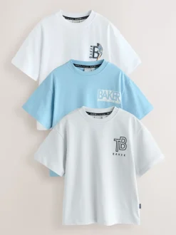 Blanc/bleu/gris - Lot de t-shirts Baker by Ted Baker Graphic Imprimé 3 Lot