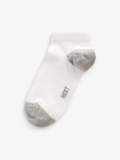 Blanc/Bleu/Gris talon et orteil - Paquet de chaussettes de sport en coton riche 7
