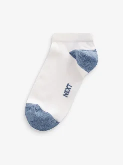 Blanc/Bleu/Gris talon et orteil - Paquet de chaussettes de sport en coton riche 7