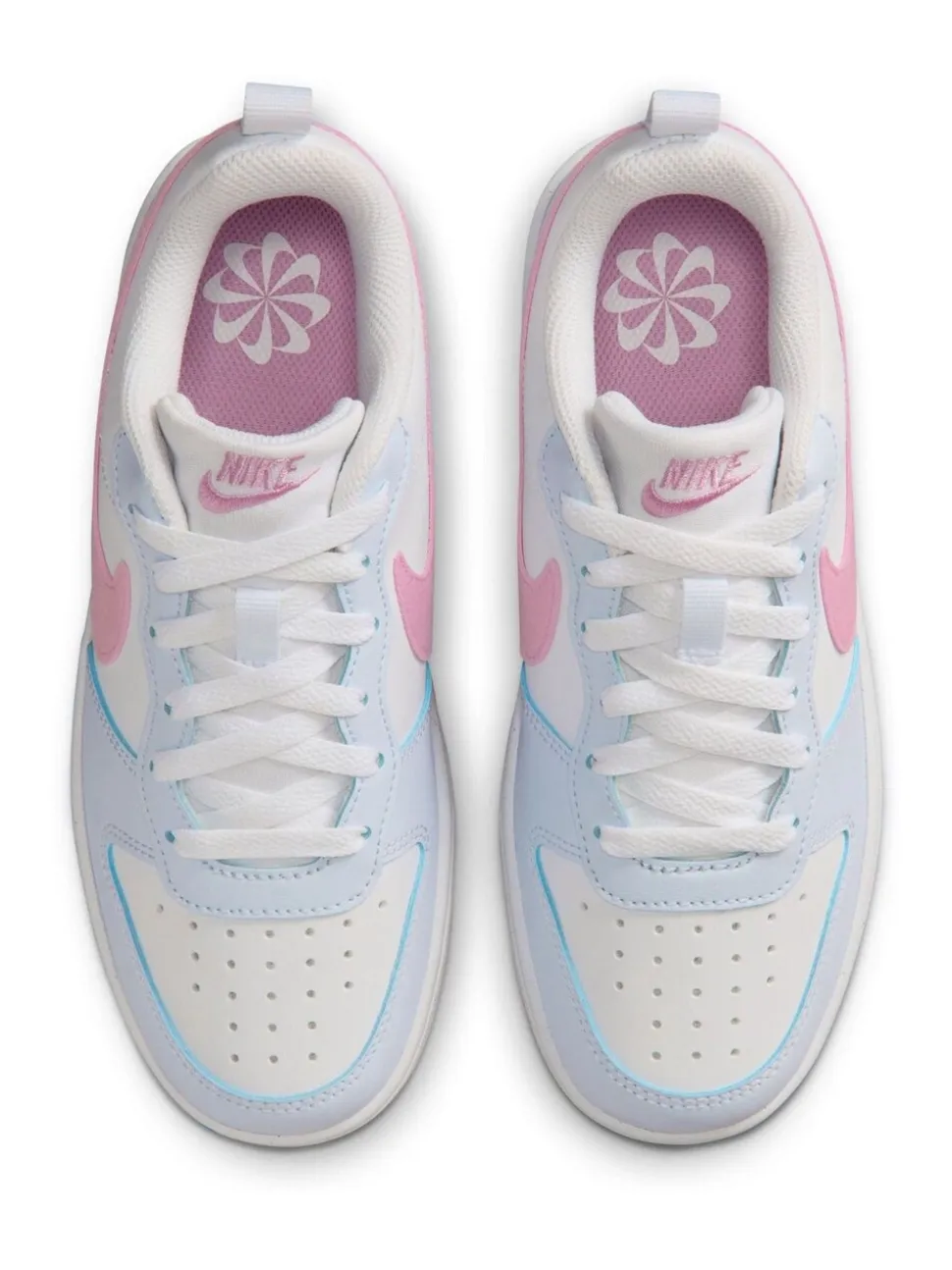 Blanc/gris rose - Baskets basses Nike Youth Court Borough