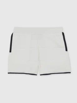 Blanc/Marine - Short Reiss Barbor en maille à surpiqûres