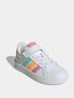 blanc/multicolore - adidas Grand Court 3.0 Baskets enfant à lacets élastiques