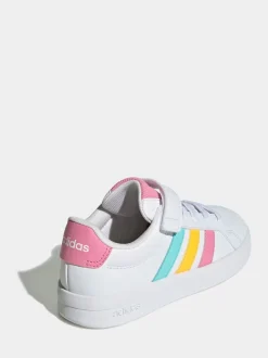 blanc/multicolore - adidas Grand Court 3.0 Baskets enfant à lacets élastiques