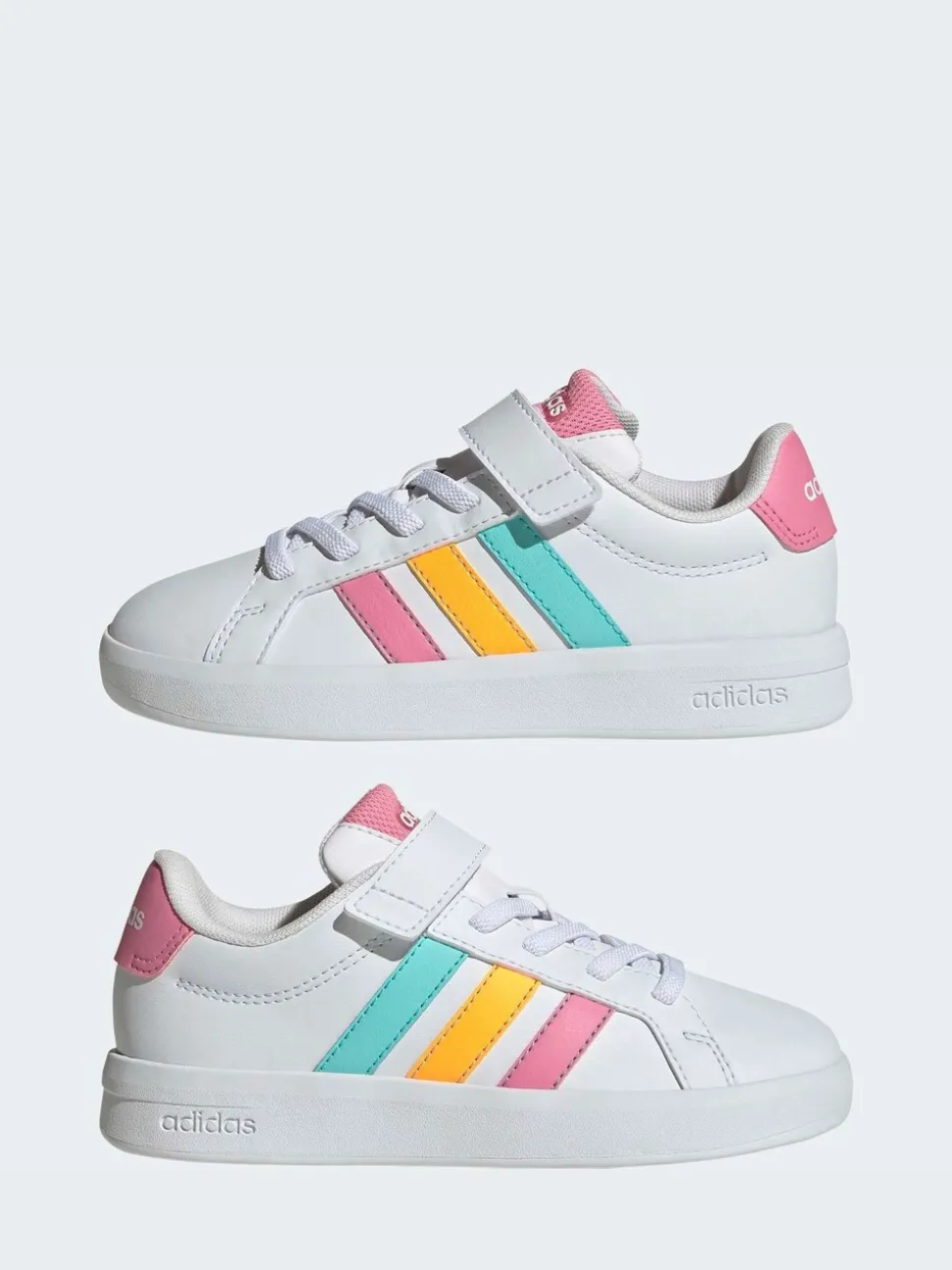 blanc/multicolore - adidas Grand Court 3.0 Baskets enfant à lacets élastiques