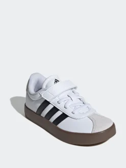 Blanc/Noir - adidas Vl Cour 3.0 Baskets enfant à crochets et boucles