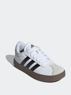 Blanc/Noir - adidas Vl Cour 3.0 Baskets enfant en daim à lacets