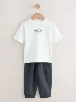 Blanc/Noir - Ensemble T-shirt et pantalon de sport Manches courtes (3mths-7yrs)
