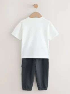 Blanc/Noir - Ensemble T-shirt et pantalon de sport Manches courtes (3mths-7yrs)