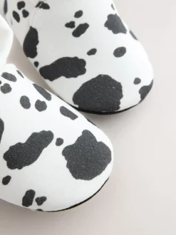 Blanc/noir imprimé vache - Chaussures bottines chaussettes bébé (0-18mois)