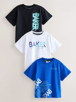 Blanc/noir/bleu - Lot de t-shirts Baker by Ted Baker Graphic Imprimé 3 Lot