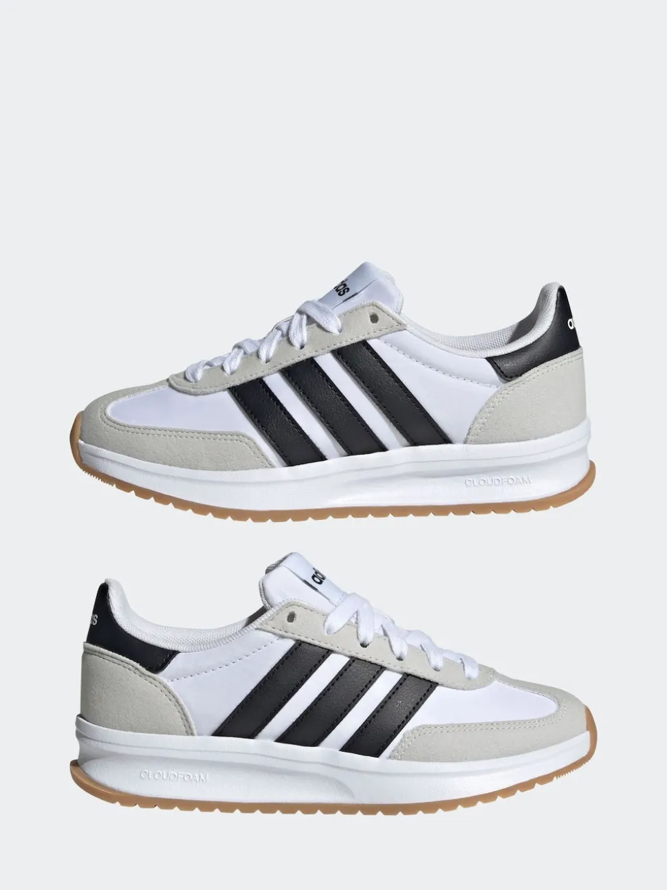 Blanc/Noir/Gris - adidas Run 70s 2.0 Baskets Dentelle Junior