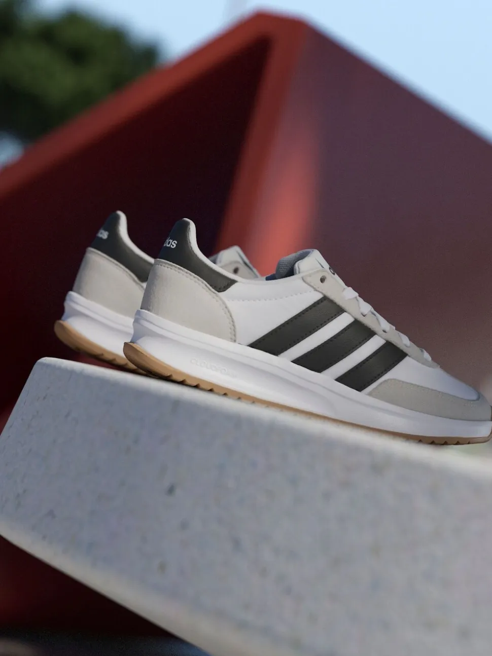 Blanc/Noir/Gris - adidas Run 70s 2.0 Baskets Dentelle Junior