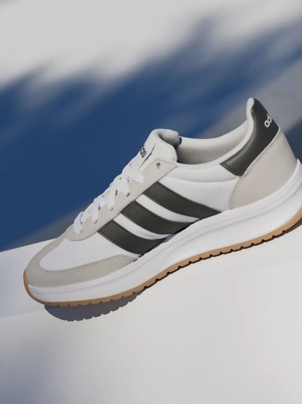 Blanc/Noir/Gris - adidas Run 70s 2.0 Baskets Dentelle Junior