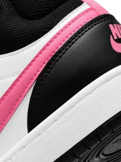 Blanc/noir/rose - Baskets mi-Baskets du tribunal de Nike pour adolescents