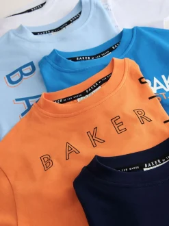 Blanc/Orange/Bleu/Marine - Lot de t-shirts Baker by Ted Baker Graphic Imprimé 5 Lot