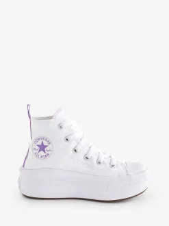 Blanc/Pourpre - Baskets junior montante Converse Move à plateforme