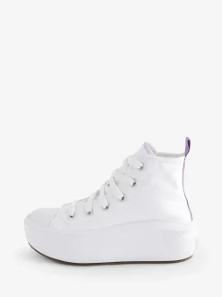 Blanc/Pourpre - Baskets junior montante Converse Move à plateforme