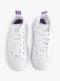 Blanc/Pourpre - Baskets junior montante Converse Move à plateforme