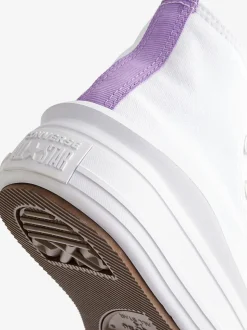 Blanc/Pourpre - Baskets junior montante Converse Move à plateforme