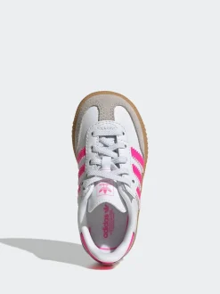 Blanc/Rose - Baskets Adidas Original Samba OG Comfort Closure à Dentelles élastiques