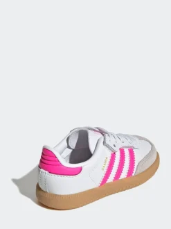 Blanc/Rose - Baskets Adidas Original Samba OG Comfort Closure à Dentelles élastiques