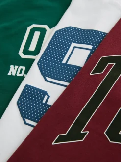 Blanc/vert/baies Varsity - Lot de 3 t-shirts à manches courtes à imprimé graphique décontractés (3-16ans)