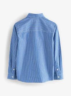 Bleu - 100% coton Manches longues Rayure Chemises (3-16ans)