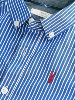 Bleu - 100% coton Manches longues Rayure Chemises (3-16ans)