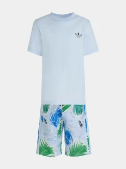 Bleu - adidas Originals Graphic T-Shirt and Shorts Little Kids Set