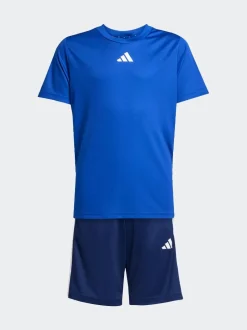 Bleu - adidas Train Essentials Ensemble T-shirt et short à 3rayures pour enfant