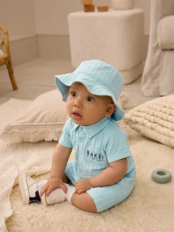 Bleu - Baker by Ted Baker ensemble barboteuse et chapeau texturé