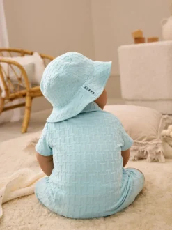 Bleu - Baker by Ted Baker ensemble barboteuse et chapeau texturé