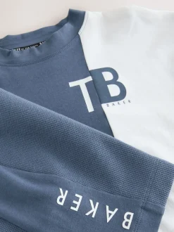 Bleu - Baker by Ted Baker ensemble t-shirt et short universitaire color block