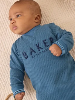 Bleu - Barboteuse Baker by Ted Baker texturée à manches longues