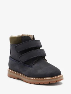 Bleu - Bottes de travail en cuir à fermeture scratch™ doublées thermiques