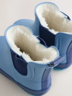 Bleu - Bottines en caoutchouc avec doublure chaude
